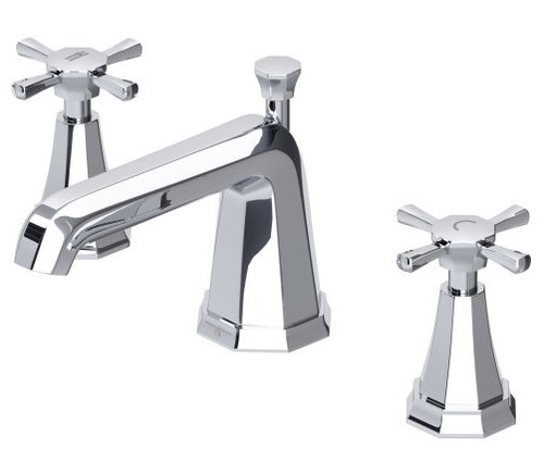 Perrin & Rowe 3142 Three Hole Basin Mixer Tap, Crosstop Handles - Chrome