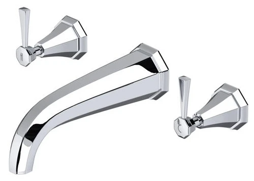 Perrin & Rowe 3180 Three Hole Bath Filler Tap, Lever Handles - Chrome
