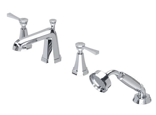 4148 Perrin & Rowe 4-Hole Bath Shower Mixer Tap with Lever Handles - Chrome