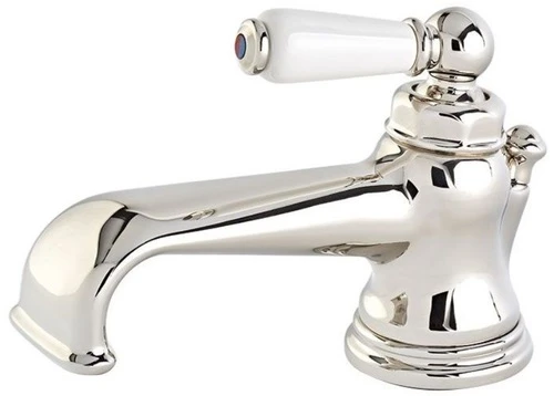 Perrin & Rowe 3670 Monobloc Single Lever Basin Tap, Porcelain Handle - Chrome
