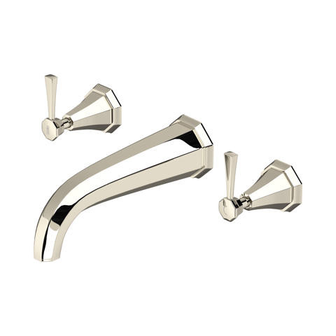 Perrin & Rowe 3180 Three Hole Bath Filler Tap, Lever Handles - Nickel