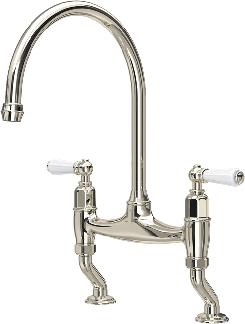Perrin and Rowe Ionian 4193 Deck Mounted Tap, Lever Handles - Nickel
