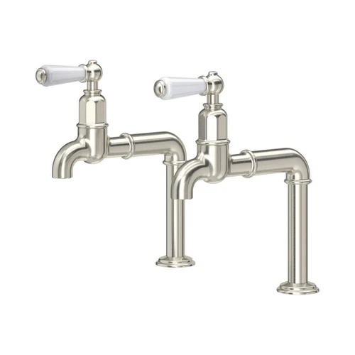 Perrin and Rowe Mayan 4332 Tap with Porcelain Handles - Pewter
