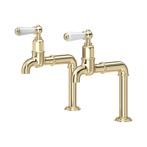 Perrin and Rowe Mayan 4332 Tap with Porcelain Handles - Gold