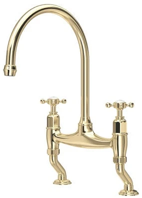Perrin and Rowe Ionian 4192 - 2 Hole Deck Mounted Tap With Crosshead Handles - Gold