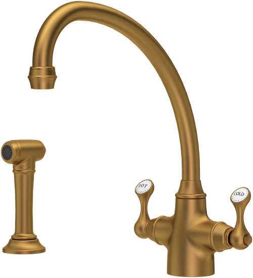 Perrin & Rowe Etruscan 4350 (with Rinse) Kitchen Tap - Aged Brass