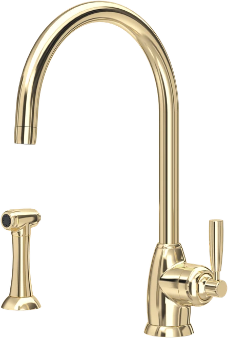 Perrin & Rowe Mimas - C Spout 4846 (with Rinse) Kitchen Tap - Gold