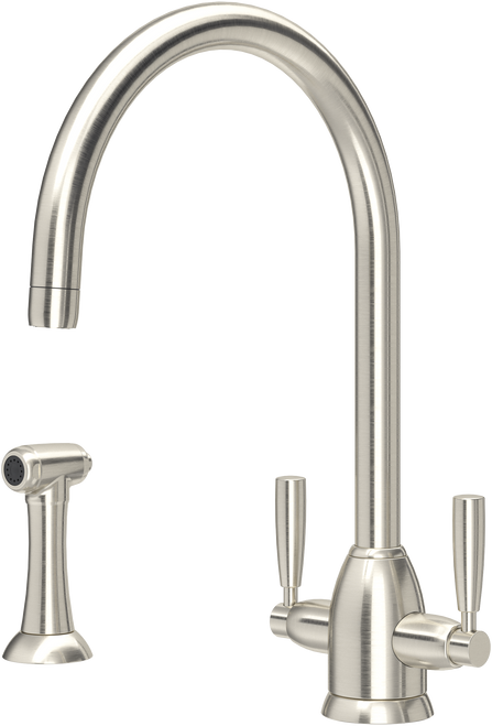 Perrin & Rowe Oberon - C Spout 4866 (with Rinse) Kitchen Tap - Pewter