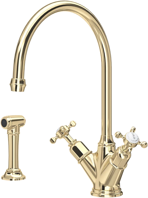 Perrin & Rowe Minoan 4365 (with Rinse) Kitchen Tap - Gold