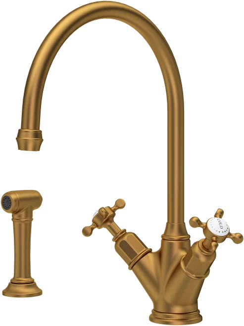 Perrin & Rowe Minoan 4365 (with Rinse) Kitchen Tap - Aged Brass