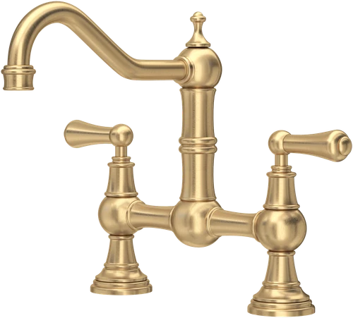 Perrin & Rowe Provence 4751 (Lever Handles) Kitchen Tap - Satin Brass