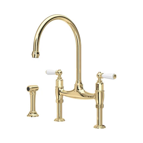 Perrin & Rowe Ionian 4173 (with Rinse) Kitchen Tap - Polished Brass