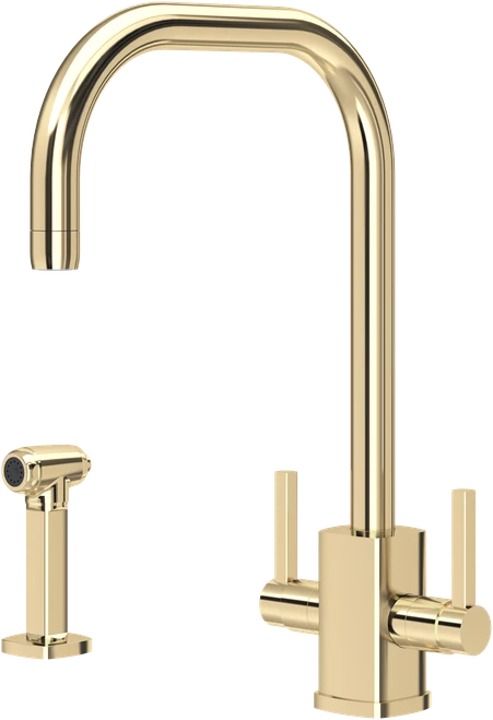 Perrin & Rowe Rubiq 4310 With Rinse Kitchen Tap - Gold