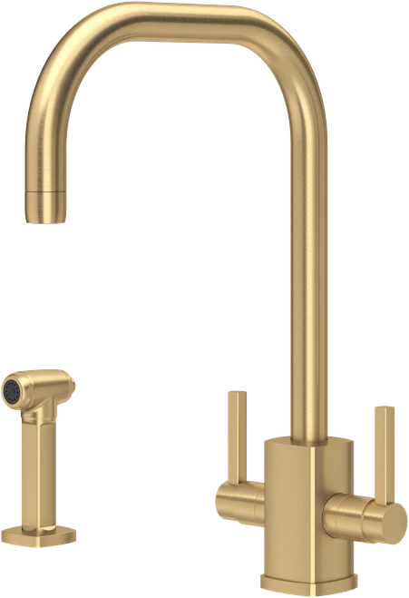 Perrin & Rowe Rubiq 4310 With Rinse Kitchen Tap - Satin Brass