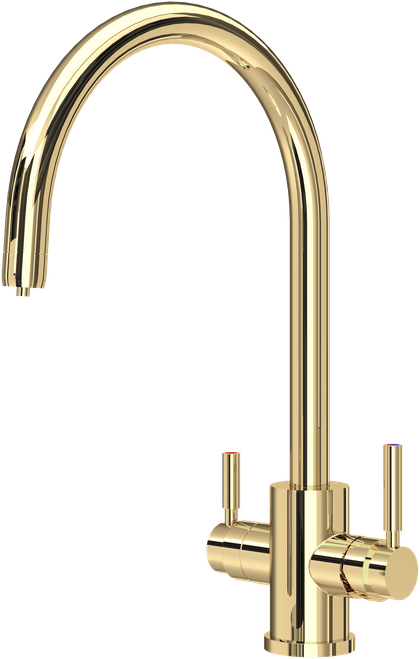 Perrin and Rowe Phoenix 3 in 1 Instant Hot Water Tap with C Spout, Digital Tank and Filter - Polished Brass