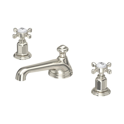 Perrin & Rowe 3706 Three Hole Basin Tap Set, Crosshead Handles - Pewter