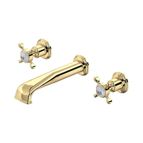 Perrin & Rowe 3561 Three Hole Basin Set Tap, Crosshead Handles - Polished Brass