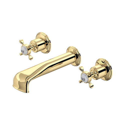 Perrin & Rowe 3581 Three Hole Mixer Set Tap, Crosshead Handles - Polished Brass