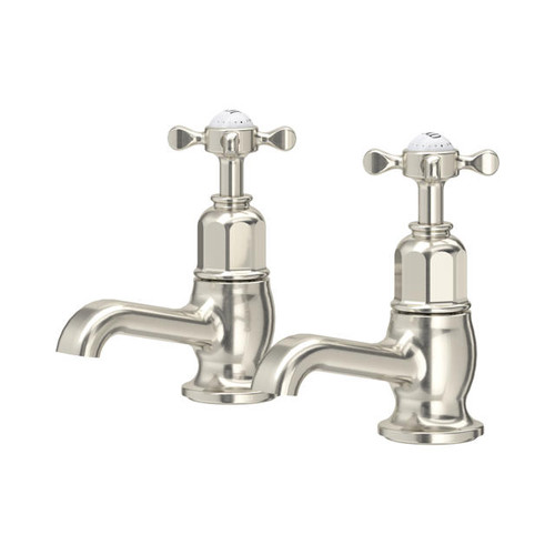 Perrin & Rowe 3456 Pair Bath Tap, Crosshead Handles - Pewter