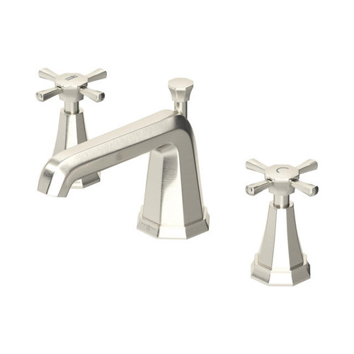 Perrin & Rowe 3142 Three Hole Basin Mixer Tap, Crosstop Handles - Pewter