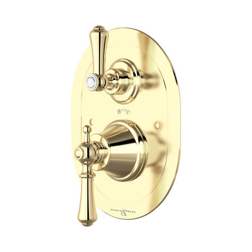 Perrin & Rowe 5756 Concealed Thermostatic Shower Valve, Lever Handles - Gold