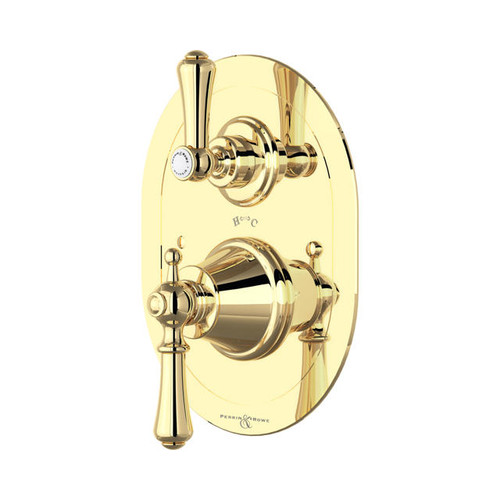Perrin & Rowe 5756 Concealed Thermostatic Shower Valve, Lever Handles - Polished Brass