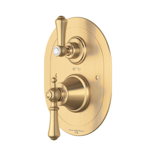 Perrin & Rowe 5756 Concealed Thermostatic Shower Valve, Lever Handles - Satin Brass