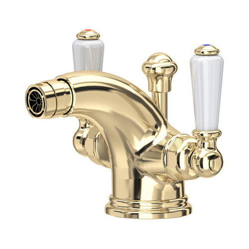 Perrin & Rowe 3685 Monobloc Bidet Mixer Tap, Lever Handles - Gold