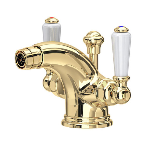Perrin & Rowe 3685 Monobloc Bidet Mixer Tap, Lever Handles - Polished Brass