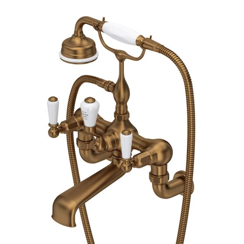 Perrin & Rowe 3510 Wall Mounted Shower Mixer Tap, Lever Handles - English Bronze