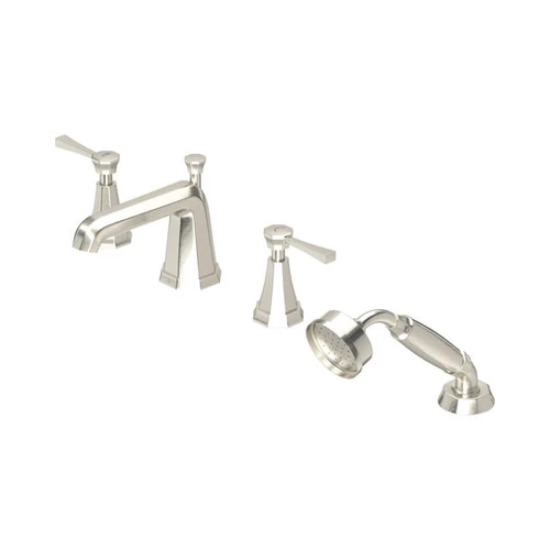 4148 Perrin & Rowe 4-Hole Bath Shower Mixer Tap with Lever Handles - Pewter
