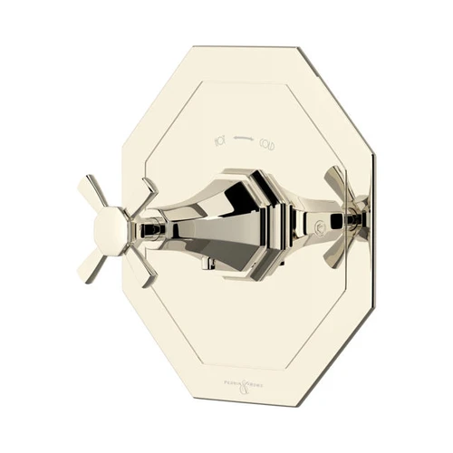 Perrin & Rowe 5158 Concealed Thermostatic Shower Valve without Flow Control, Crosstop Handle - Nickel