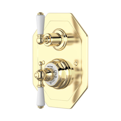 Perrin & Rowe 5555 Concealed Thermostatic Shower Valve, Lever Handles - Gold