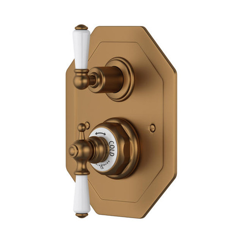 Perrin & Rowe 5555 Concealed Thermostatic Shower Valve, Lever Handles - English Bronze