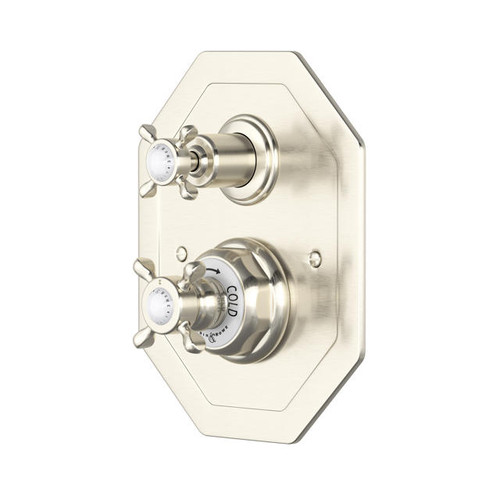Perrin & Rowe 5556 Concealed Thermostatic Shower Valve, Crosshead Handles - Pewter