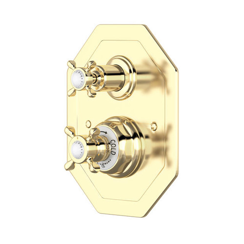 Perrin & Rowe 5556 Concealed Thermostatic Shower Valve, Crosshead Handles - Gold