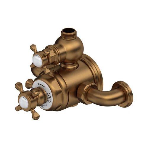 Perrin & Rowe 5552 Exposed Thermostatic Shower Valve, Crosshead Handles - English Bronze