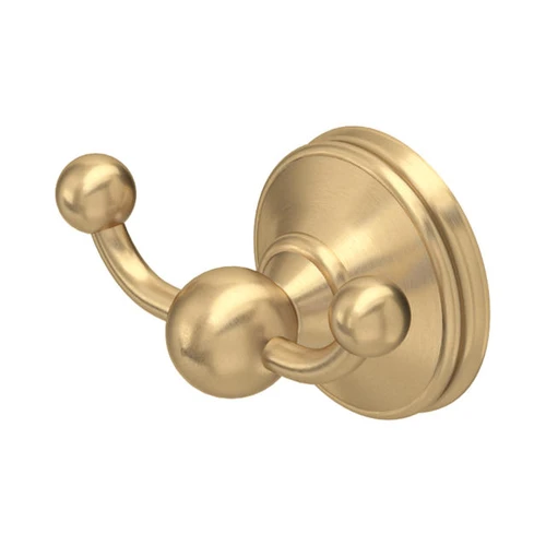 6622 Perrin and Rowe Wall Mounted Double Robe Hook - Satin Brass