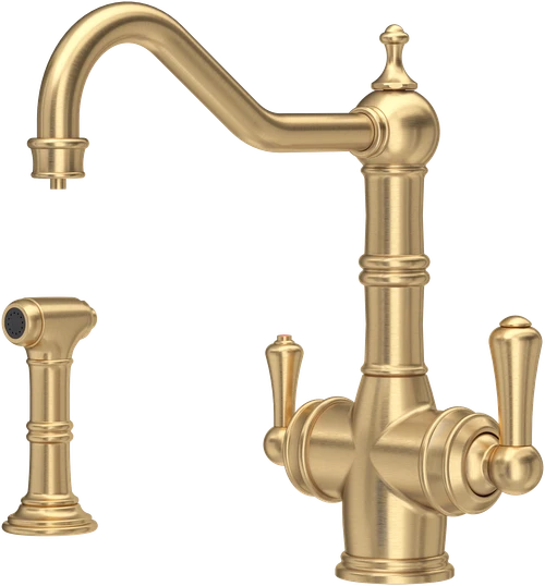 Perrin & Rowe 1770 Celeste 3 in 1 Instant Hot Water Kitchen Mixer Tap and Rinse - Satin Brass