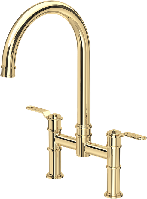Perrin & Rowe Armstrong 4593HT Bridge Mixer Tap with Textured Handle - Polished Brass