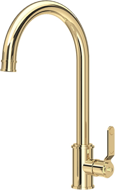 Perrin & Rowe Armstrong 4512HT Single Lever Mixer Tap with Textured Handle - Polished Brass
