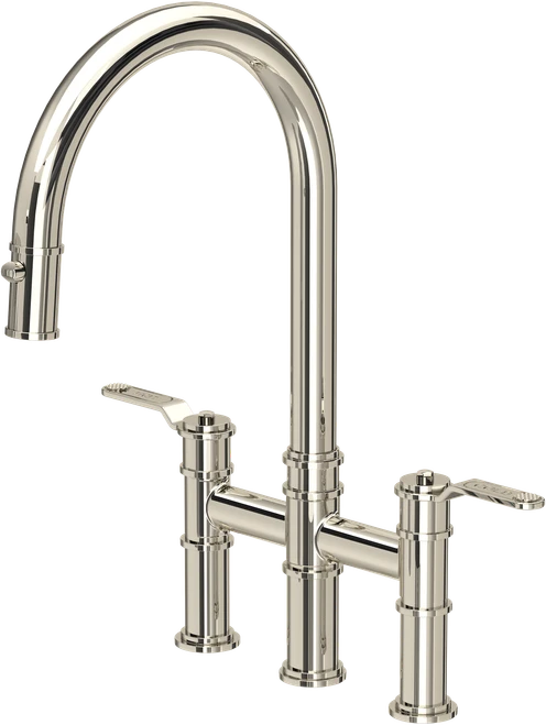 Perrin & Rowe Armstrong 4549HT Bridge Mixer Tap with Pull Down Rinse with Textured Handle - Nickel
