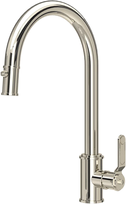 Perrin & Rowe Armstrong 4544HT Single Lever Mixer Tap with Pull Down Rinse with Textured Handle - Nickel