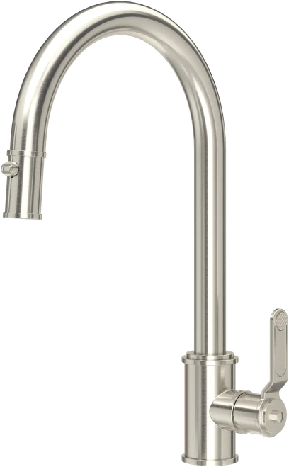 Perrin & Rowe Armstrong 4544HT Single Lever Mixer Tap with Pull Down Rinse with Textured Handle - Pewter