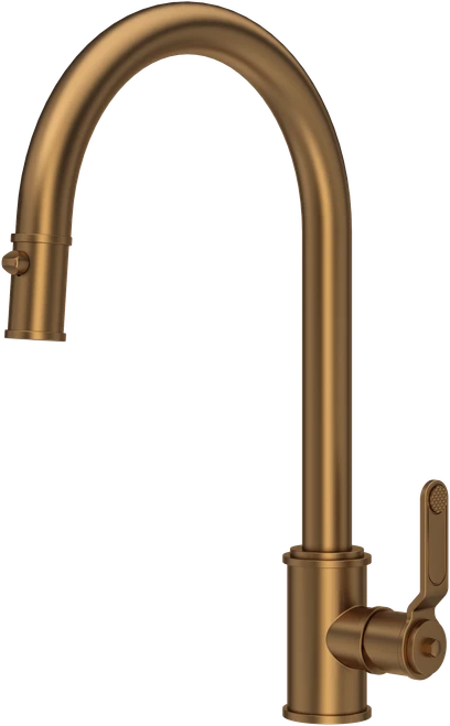 Perrin & Rowe Armstrong 4544HT Single Lever Mixer Tap with Pull Down Rinse with Textured Handle - English Bronze