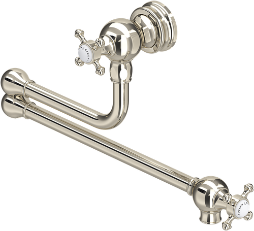 Perrin & Rowe Pot Filler 4798 - Crosshead Handle Kitchen Tap - Nickel