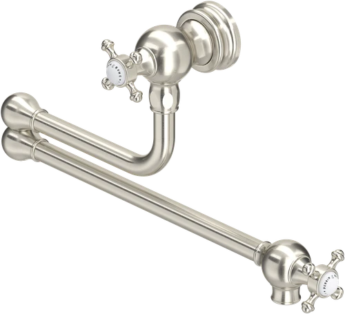 Perrin & Rowe Pot Filler 4798 - Crosshead Handle Kitchen Tap - Pewter