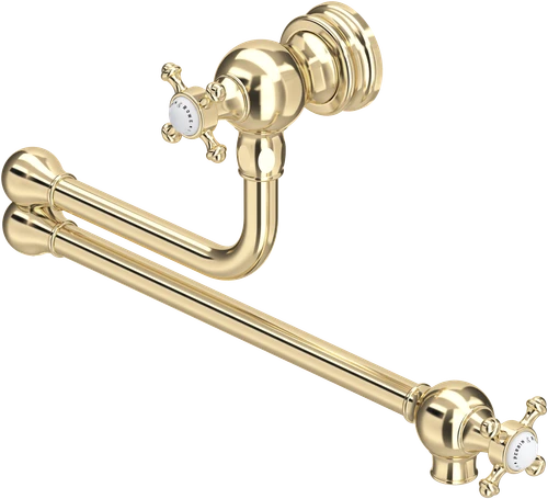 Perrin & Rowe Pot Filler 4798 - Crosshead Handle Kitchen Tap - Gold
