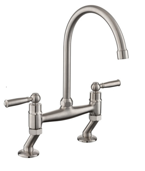 Rangemaster Belfast Traditional Bridge Dual Lever Mixer Tap - Brushed Rangemaster Belfast Traditional Bridge Dual Lever Mixer Tap - Brushed