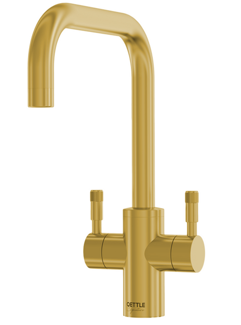 QETTLE Signature Modern Square Mixer Dual Lever Tap - Brass